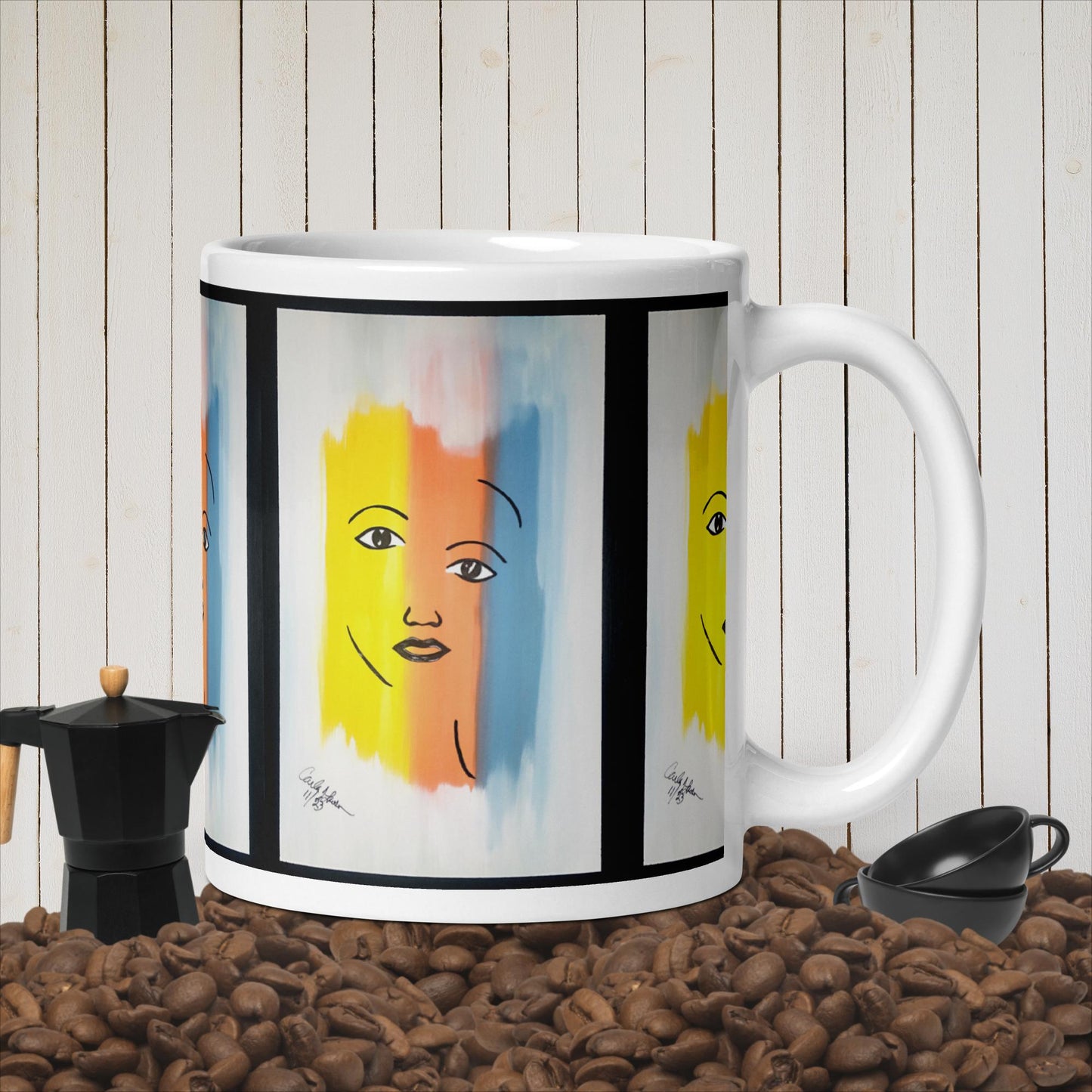 White glossy mug