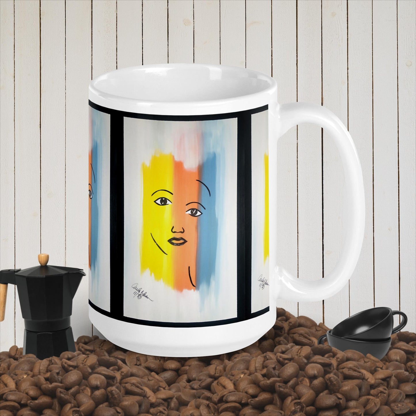 White glossy mug