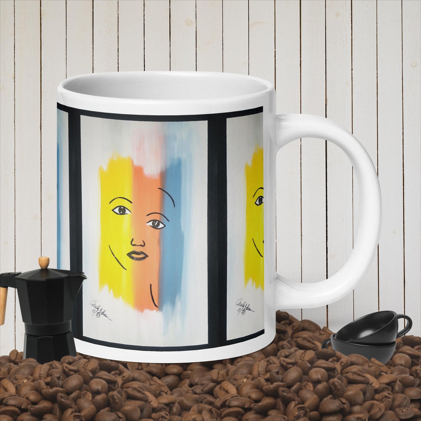 White glossy mug